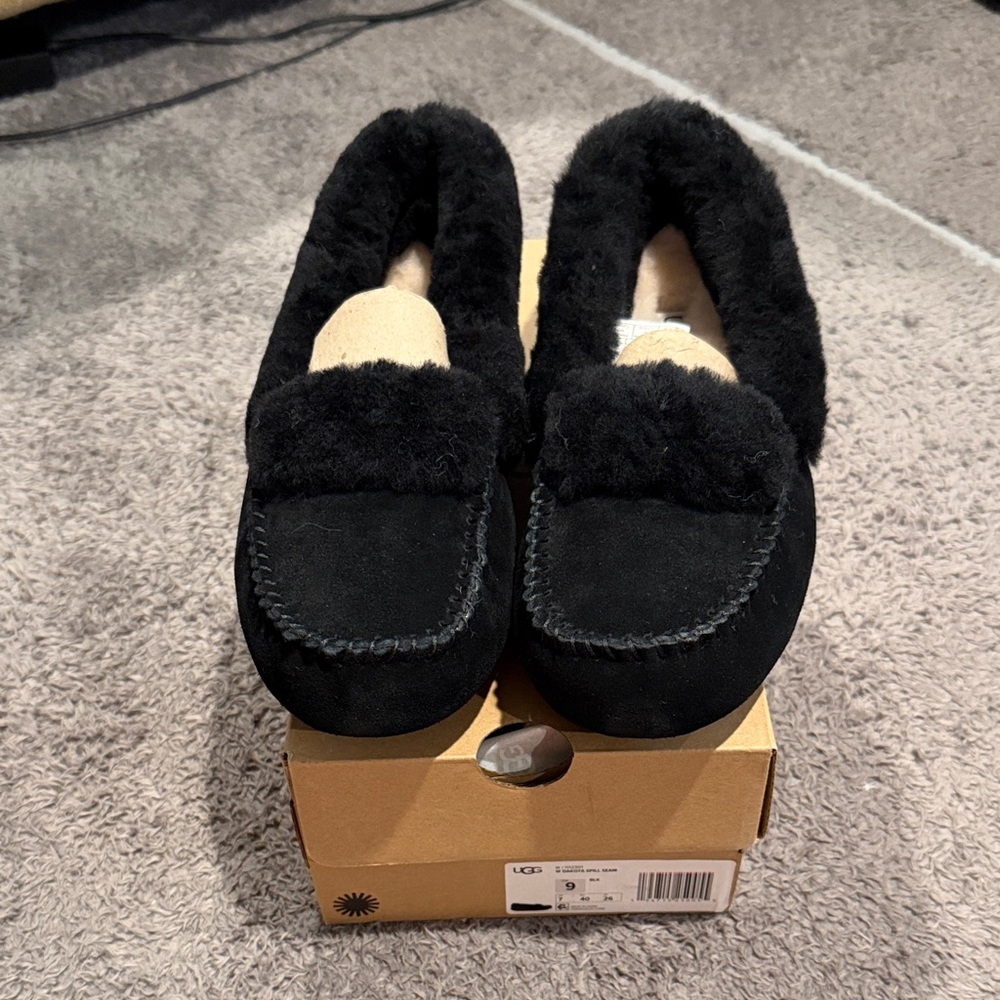 UGG Black Sheepskin Moccasins